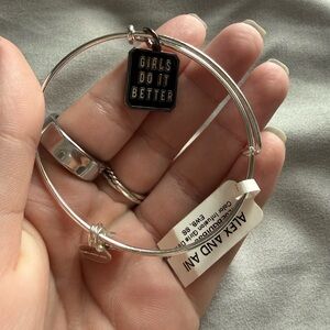 Alex and Ani Silver Bracelet with Black Charm